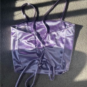 Satin Going Out Top Lace Up Back